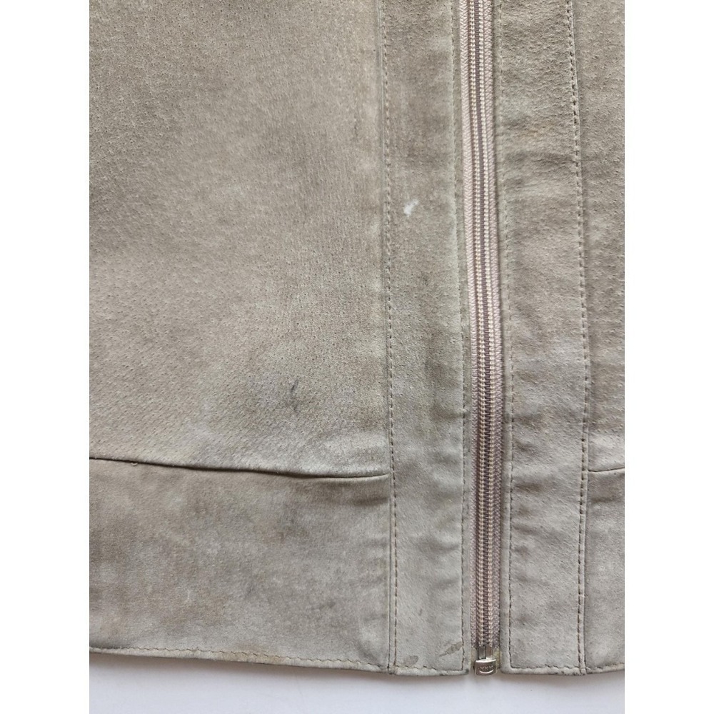 Vintage Beige Suede Bomber Jacket Knit Wool Waist Fall Winter Lakeland Leather - Picture 11 of 12